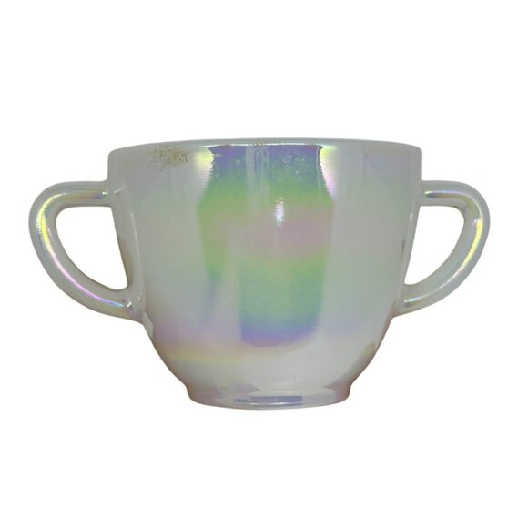VTG Federal Glass Iridescent Milk Glass Baby Cup | Double Handles Heat-Proof USA - Picture 1 of 8